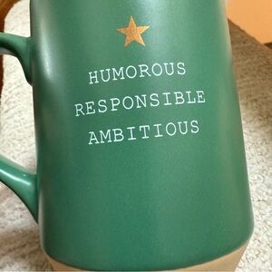 Fringe Studio Green Mug Ceramic Coffee Tea Cup Gold Star Capricorn Zodiac